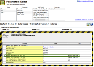 Parameterse Editor with the Position Window Zero row circled